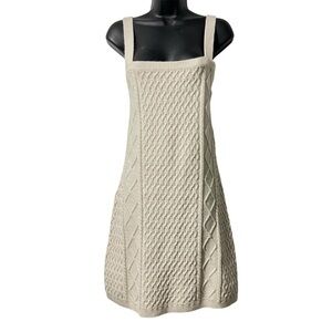 H&M Cream Cable Knit Mini Sweater Bodycon Holiday Event Soft Girl Dress Size XL